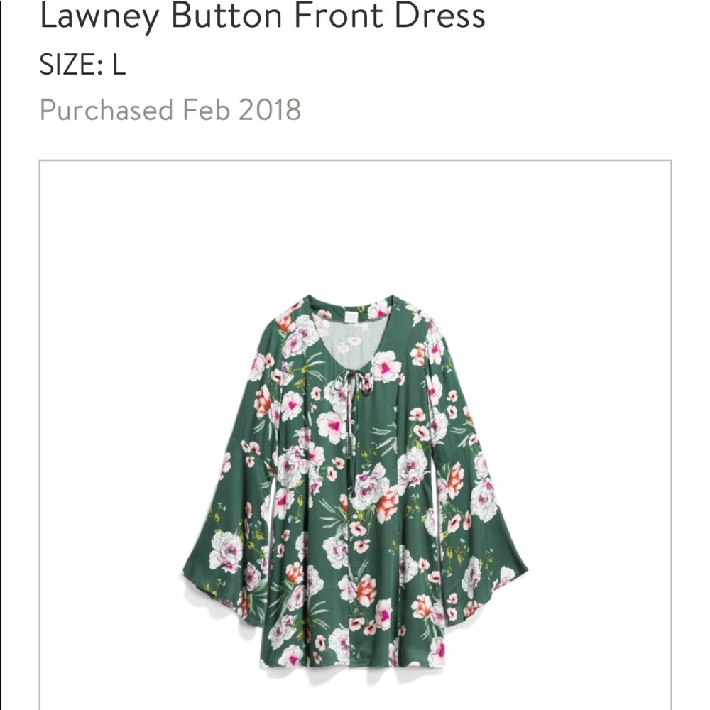 Floral green dress with bell sleeves